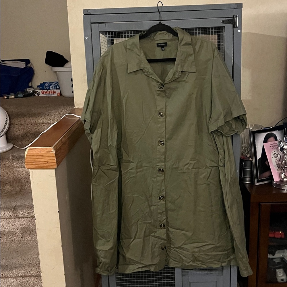 Who What Wear Khaki Button-Up dress